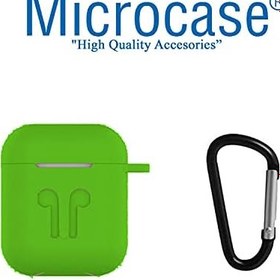 Resim Microcase Airpods Kulaklık ve Şarj Ünitesi için Silikon Kılıf + Kulaklık Askılık + Çengel - Yeşil 