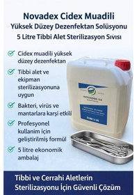 Resim Novadex Cidex Muadili Yüksek Düzey Dezenfektan Solüsyonu 5 Litre Tıbbi Alet Sterilizasyon Sıvısı 