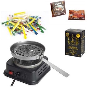 Resim Kefo Mini Kare Elektrikli Ocak+Kefo Gold Kömür+Sipsi+Folyo (405439758) 