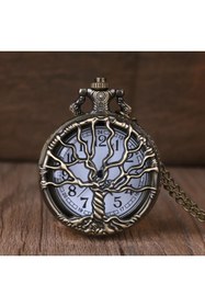 Resim hediyesahibi Kişiye Özel Tree Of Life Kabartmalı Büyük Boy Köstekli Saat Kolye 
