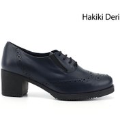 Resim Gönderi R Lacivert Antik Bağcıklı Orta Kalın Topuklu Hakiki Deri Oxford Ayakkabı Lacivert 