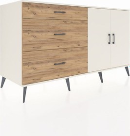 Resim Kronos Konsol 2 Raflı 3 Çekmeceli 2 Kapaklı 176x59x99 Aytaşı-aytaşı/çam Aytası/atlas Çam - Aytası 