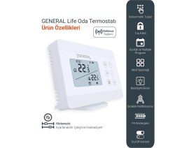 Resim General ILLONA HT330S Rf Kablosuz Günlük ve Haftalık Programlanabilir Oda Termostatı 
