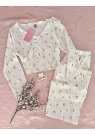 Resim Mh Moony Homewears Özel Dokulu Tuberose Pijama Takımı Ekru 