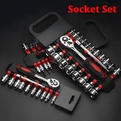 Resim 12 Parça CR-V Çelik Soket Anahtar Takımı, 1/4" Sürücü, Yüksek Tork Performansı, Dar Alanlarda Esnek Kullanım, 72 Dişli Mandal ve Uzatma Çubuğu ile Dayanıklı Plastik Sap 