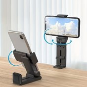 Resim 360° Dönebilen Çok Fonksiyonlu Telefon Tutucu - Ayarlanabilir, Katlanır ve Taşınabilir Masaüstü Destekleyici, Su Geçirmez ABS Malzeme, Siyah 