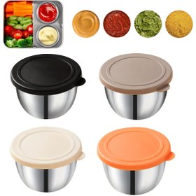 Resim 2 adet/4 adet, Kapaklı Sos Bardakları, 2.54oz Yeniden Kullanılabilir Sos Kapları, Sızdırmaz PE Kapakları, Paslanmaz Çelik Sos Bardakları, Salata Sos Kapları için Uygun, Piknik Seyahat Gereçleri, Okul Öğle Yemeği Kutuları, Mutfak Malzemeleri, Restoran Malzemeleri, Düğün Hediyeleri/Mezuniyet Sezon Hediyeleri 