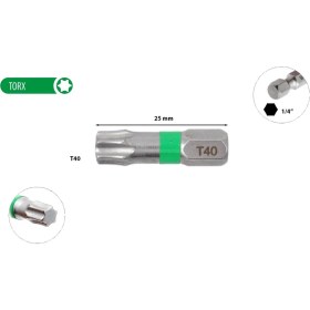 Resim Ceta Form T40 x 25 mm Torx Bits Uç Renk Kodlu CB/812TC 