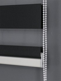 Resim Ithal Kalın Siyah Zebra Stor Güneşlik Perde Etek Düz Alüminyum Kasa Metal Ayak 