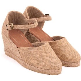Resim Gerçek Elişi Hasır Dolgu Topuk Keten Hasır Espadril Handmade Hasır 
