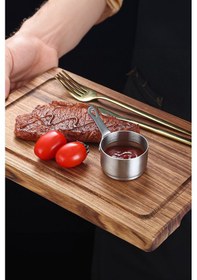Resim 3 Adet 304 Çelik 60 Ml Mini Sosluk Kahvaltılık Ketçap Mayonez Sos Kabı 632by-3 Gri 