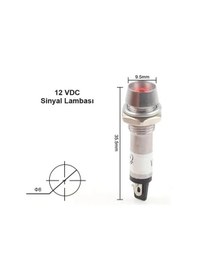 Resim Ic-225 8mm Sinyal Lambası Metal 12v Kırmızı 