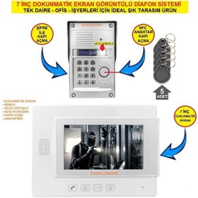 Resim 7 İnç Dokunmatik Ekran Görüntülü Diafon Sistemi Tek Daire İçindir 