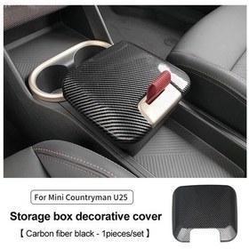 Resim Mini Jcw Country U25 2024 Merkezi Kontrol Depolama Kutusu Dekoratif Kapak Carbon Fiber Black 1 Piece Set 
