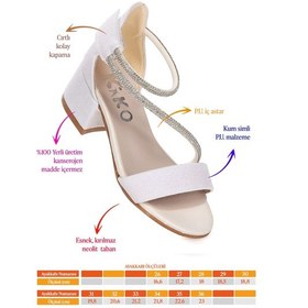 Resim Kiko Kids Pisar Kum Simli Günlük Kız Çocuk 4 Cm Topuklu Sandalet Abiye Ayakkabı Sedef Sedef 