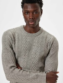 Resim Kışlık Triko Kazak Dokulu Basic Bisiklet Yaka Uzun Kollu 