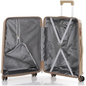 Resim Mçs Bavul Büyük Ve Kabin 2li Set Kırılmaz Silikon Valiz V305 Şampanya Şampanya 