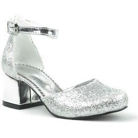 Resim Gümüş Kalın Topuklu Kız Çocuk Topuklu Ayakkabı Gümüş 