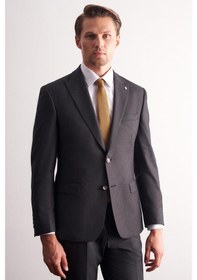 Resim İmza Antrasit Kırlangıç Yaka Kendinden Desenli Esnek Bel Slim Fit 6 Drop Takım Elbise 1001255167 Antrasit 