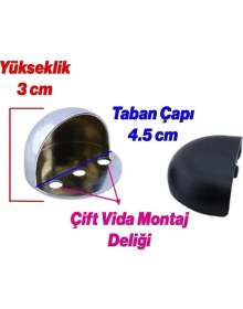 Resim Yarımay Kapı Stoperi Tamponu 5 Adet Vidalı Metal Ağır Kapı Stopu Hızlı Durdurucu Tutucu Krom Gümüş. 