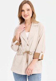 Resim Desen Kadın Ceket 26YDSNKMY24077 - Taş / XL 