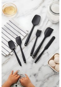 Resim 6 Lı Siyah Isıya Dayanıklı Yanmaz Yapışmaz Silikon Mutfak Seti Çok Renkli 