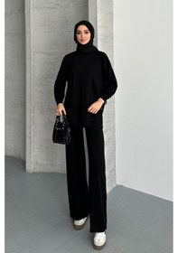 Resim Feela Moda Kadın Modal Penye Oversize Tesettür Tunik Takım 2020 Siyah 