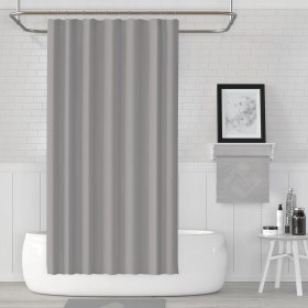 Resim Zethome Banyo Perdesi 1x120x200 Tek Kanat Duş Perdesi Halka Hediyeli Duşakabin Perdesi 0010 Gri 