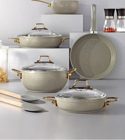 Resim Bonera Marbella 8 Parça Nardo Gri Güveç Model Tencere Seti Gri 