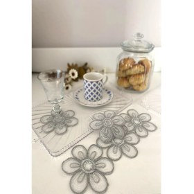 Resim Emtory Home Casablanca Model | 6 Adet Fincan Yanı Sunum Peçetesi - Gri Kokteyl Peçetesi 