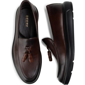 Resim Deery Hakiki Deri Kahverengi Püsküllü Comfort Erkek Loafer 