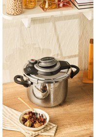 Resim Emsan Montana Siyah Gri Düdüklü Tencere 6 L Gri - Siyah 