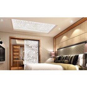 Resim Liar Dekor Liar Ahşap Seperatör (Paravan) - KSP-58 - (10 mm) - (69 cm x 139 cm) - (Beyaz) 