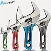 Resim 1 adet ANKE Key Pro Ayarlanabilir Anahtar - Geniş Açıklık, 4 Boyut Mevcut, Kısa Saplı Mini Anahtar, Lazer Ölçekli & Kauçuk Tutamaçlı - Tesisat & Banyo Bakımı için Dayanıklı Metal 