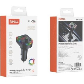 Resim Pl-c16 Bluetooth Araç Kiti Araç Fm Transmitter Şarj Usb Type-c Mp3 Pd Çakmaklık Girişli 