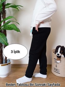 Resim VİP BERA TEKSTİL Okul Ve Gündelik Çocuk Siyah Kışlık 3 Iplik Içi Tüylü Paçası Lastikli Eşofman Altı 