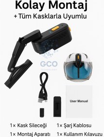 Resim TİKWATCH Motor Kaskı için Şarjlı Silecek Su Geçirmez Tüm Kasklara Uygun 