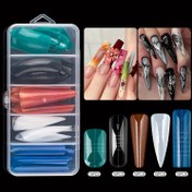 Resim 75 Parça Hızlı Yapı Tırnak Uzatma Kiti - 5 Renk, Kolay Uygulama için Ölçekli Hipoalerjenik Kristal Formlar, DIY Manikür & Pedikür için Mükemmel 
