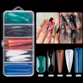 Resim 75 Parça Hızlı Yapı Tırnak Uzatma Kiti - 5 Renk, Kolay Uygulama için Ölçekli Hipoalerjenik Kristal Formlar, DIY Manikür & Pedikür için Mükemmel 