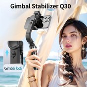 Resim Desiontal Q30 yeni akıllı telefon el gimbal stabilizatörü, 1 eksenli çıkarılabilir kablosuz uzaktan kumanda ile, iç ve dış mekan video kayıt standı, katlanabilir ve genişletilebilir taşınabilir selfie çubuğu, canlı yayın çekimi için titreme önleyici stand, iPhone/Android kaydı için daha iyi bir yaşam sunar. 