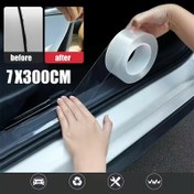 Resim 1 adet 7.01x299.72 cm Çizilmeye Dayanıklı Su Geçirmez Şeffaf Araba Koruma Filmi - Kendinden Yapışkanlı PVC Çizilmeye Dayanıklı Şeffaf Film, Araba Kapı Başlıkları, Kenar Köşeleri ve Araba Pencereleri için Uygun, Anti-İtme, Tekrar Kullanılabilir - Plastik Yüzeyde Kolayca Yapıştırılabilir 