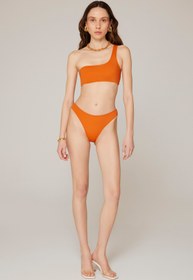 Resim Haracci Auretta Econyl Tek Omuzlu Brazilian Turuncu Kadın Bikini Takımı 