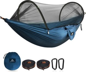 Resim Ultra Hafif Kamp Hamak, Sineklikli, 275x140 cm, 300 kg Taşıma Kapasiteli - Lacivert 