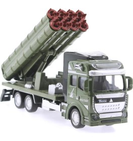 Resim MEGA Sürtmeli Die Cast Metal Roketatar Rampalı Askeri Kamyon 