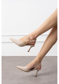 Resim Shoetek Basia Kadın Topuklu Yandan Tokalı Stiletto Bej Rugan Bej Rugan 