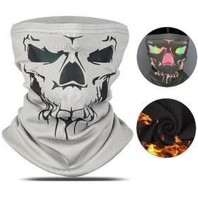 Resim Butu West Bıkıng Motosiklet Bisiklet Bisiklet Yansıtıcı Kafatası Yüz Maskesi Boyun Isıtıcı Rüzgar Geçirmez Balaclava - Gri 