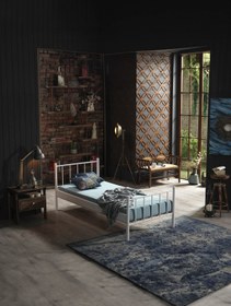 Resim Unimet Falez Tek Kişilik Ferforje Metal Karyola-beyaz (AHŞAP LATALI) 