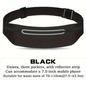 Resim Fochsia Ultra İnce Koşu Kemeri 3 Cep 7.5 İnç Telefon Siyah Ayarlanabilir Siyah 