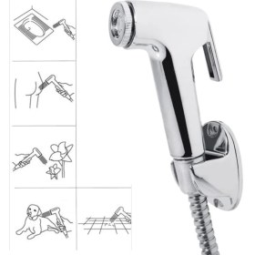 Resim Fusty Krom Taharetmatik Şattaf Sprey Seti - Tuvalet Spreyi (El Duşu + Ayaklık + Spiral Hortum G1/2 -G3/8) 