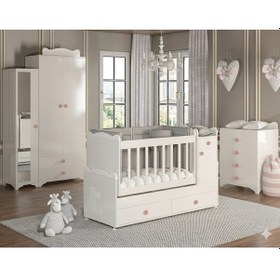 Resim Patiko Sahra 950 3 Kapılı Bebek Odası Takımı Pembe 